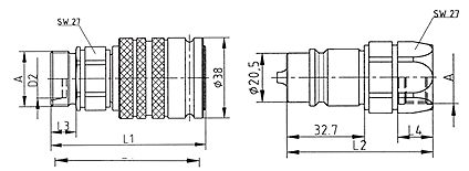 HYDRAULISCHE KUGEL-SCHNELLKUPPLUNG DN13 VERLÄNGERTES AUSSENGEWINDE